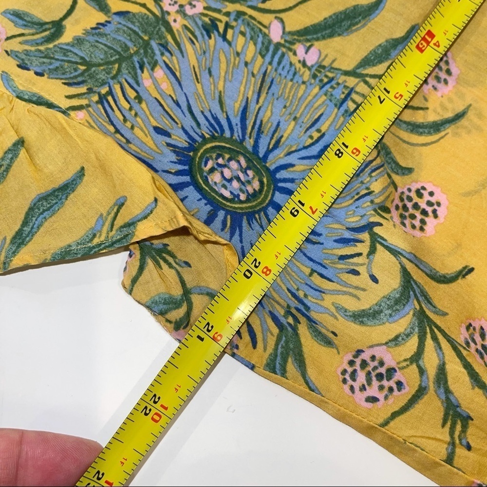 Madewell Ruffle Sleeve Button Down Top Painted Blooms XXS - Picture 10 of 16